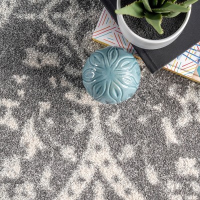 Odell Silver Rectangular Synthetic Vintage Area Rug