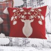 Villa Lugano Sleigh Bells Gray Deer Textured Red Tassel Pillow - Levtex Home - image 3 of 4