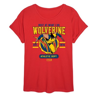 Women's - Marvel - Wolverine Collegiate Scratch Oversized Graphic T-Shirt