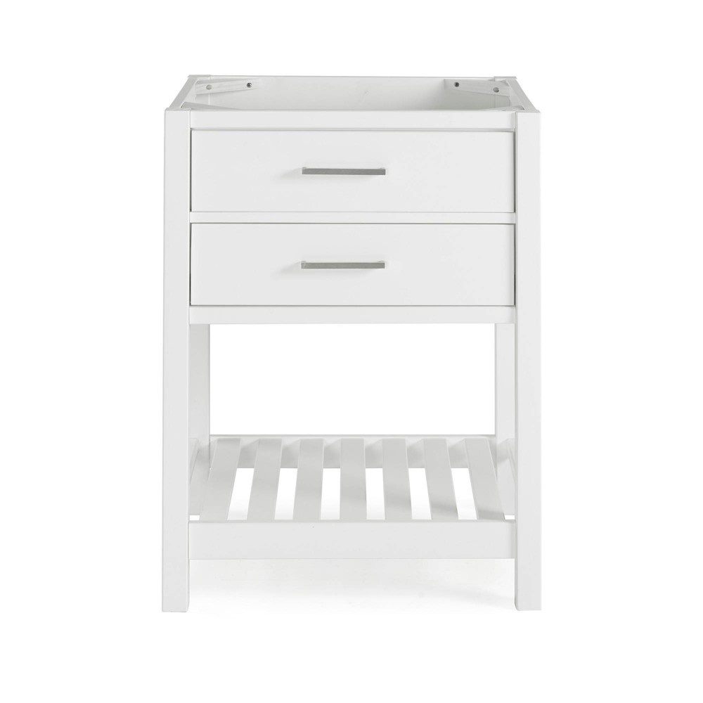 24" Harrison Vanity Cabinet White - Alaterre Furniture: Hardwood Bathroom Storage Stand with Shelf