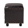 Charlier Faux Leather Wood Storage Ottoman with Book Spine Drawer Brown - Baxton Studio: Antique Look, Nailhead Detail, No Assembly Required - 4 of 4