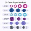 EpiqueOne 20-Piece Tissue Paper Pom Poms Party Decorations Kit - Blue, Teal, Purple, Lavender & Silver - 6", 8", 10", 12" & 14" - 3 of 4