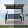 DSVIMOY 3-Seat Patio Swing Chair, Outdoor Porch Swing with Adjustable Canopy, Patio Swing Glider for Garden, Deck, Brown, 74.53"*47.48"*68.7" - 2 of 4