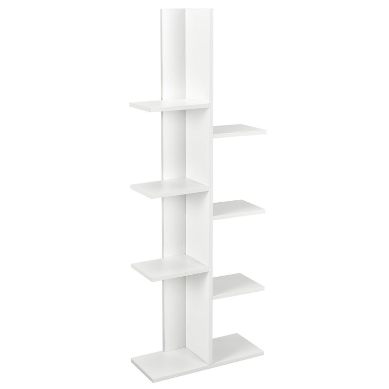 Costway 8-shelf Bookcase Freestanding Tree shelf Display Storage Stand Black\White, 1 of 11