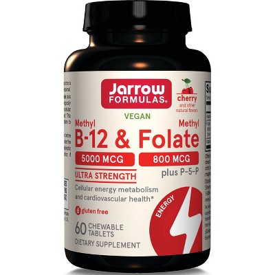 Jarrow Formulas, Inc. Vegan Methyl B-12 & Methyl Folate Ultra Strength - Cherry 60 Chwbls.