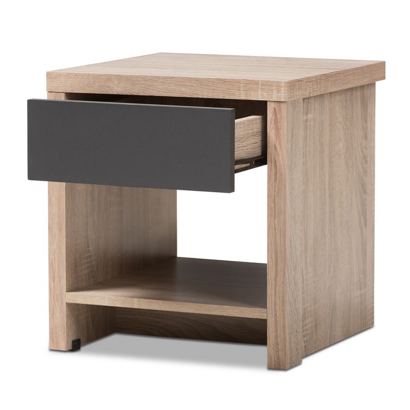 Jamie Modern and Contemporary Two - Tone Wood 1 - Drawer 1 - Shelf Nightstand - Brown - Baxton Studio, 3 of 12