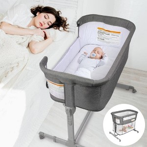 MYKKO 3 in 1 Baby Bassinet, Bedside Sleeper, & Playpen, Easy Folding Portable Crib (Gray) - 1 of 4
