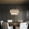 ALOADECOR Modern Glam Glass Drum Chandelier Contemporary Hanging Light For Living Room Entryway Bedroom - 4 of 4