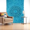 HomeRoots 80" X 56" Turquoise And Black Mandala Cotton Hanging Tapestry - 2 of 4
