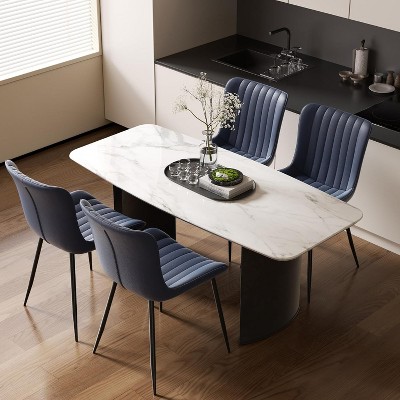 UNISOAR Dining Chairs Set of 2/4, Modern Armless Side Chairs Faux Leather Cushion Seat  for Home, Kitchen, Living Room, Bedroom, Restaurant