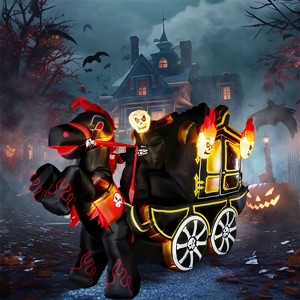 Joyfy 10 FT Halloween Inflatable Outdoor Decorations, Carriage with Hellfire Design Inflatable with Build-in LEDs for Halloween Party Yard Decoration - 1 of 4
