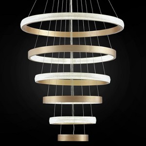 Ludomide Modern LED Light,6 Rings Gold Chandeliers Lighting Fixture for High Ceiling Staircase Dining Living Room Foyer (D27.55'') - 1 of 4