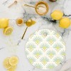 Iveta Abolina Fan Florals Aqua Yellow Cutting Board - Round - 2 of 3