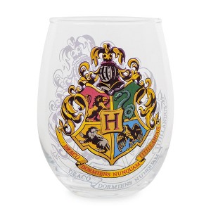 Silver Buffalo Harry Potter Hogwarts Crest Stemless Wine Glass | Holds 20 Ounces - 1 of 4