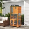 PawHut 74" Wooden Outdoor Cat House Weatherproof & Wheeled, Catio Outdoor Cat Enclosure with High Weight Capacity, Cat Cage Condo - 2 of 4