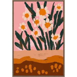 23"x33" Pastel Flower Impression No 3 by Treechild Framed Canvas Wall Art Print Bronze - Amanti Art - 1 of 4