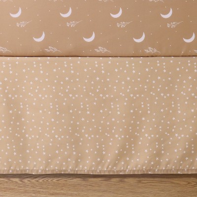 Brown Microfiber Reversible Baby Comforter Set with Celestial Theme