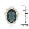 Slickblue Green Two-Tone Double Halo Ring for Women – Rhodium-Plated with Oval Cubic Zirconia, Size Options 5-10 - 3 of 4