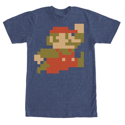 Men's Nintendo Small Mario Pixelated T-shirt - Navy Blue Heather - 4x ...