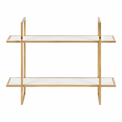 32.7" White and Gold Floating Wall Shelf