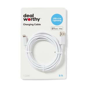 8' Lightning to USB-A Charging Cable - dealworthy™ White - 1 of 3