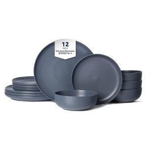 Rbied 12-Piece Stoneware Dinner Plates Bowls Sets, Microwave & Dishwasher Safe, Non-Toxic Stackable Matte Glaze Kitchenware for 4 - 1 of 4