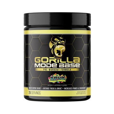 Gorilla Mind Base Pre-Workout - Sour Gummy Worms - High-Performance Energy & Focus Booster