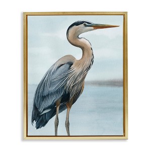 Stupell Industries Coastal Heron Portrait Black Framed Floater Canvas Wall Art - 1 of 4