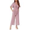Imily Bela Effortless Summer Style Womens Tie Front Wide Leg Jumpsuit with Flowy Comfort - 3 of 4