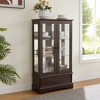 Wooakway 47"H Cherry Lighted Glass Curio Cabinet with Adjustable Shelves Two Doors One Drawer Bulb Included - 2 of 4