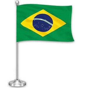 G128 Brazil Deluxe Desk Flag Set - 8.5