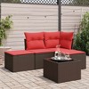 vidaXL 5 Piece Patio Sofa Set with Cushions Brown Poly Rattan - 2 of 4