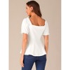 Allegra K Women's Sweetheart Neck Puff Ruffle Sleeve Elegant Peplum Top - 3 of 4
