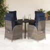 vidaXL 5-Piece Gray Poly Rattan Patio Dining Set with Cushions and Adjustable Chairs - Tempered Glass Table Top - Outdoor/Backyard Furniture - 2 of 4