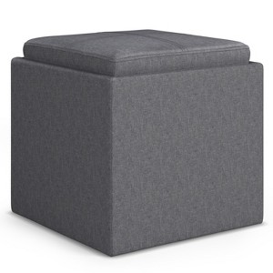 PAGED Cube Storage Ottoman with Tray Multi-functional Ottoman Foot Rest with Top Stitching Detail for Bedroom, Living Room - 1 of 4
