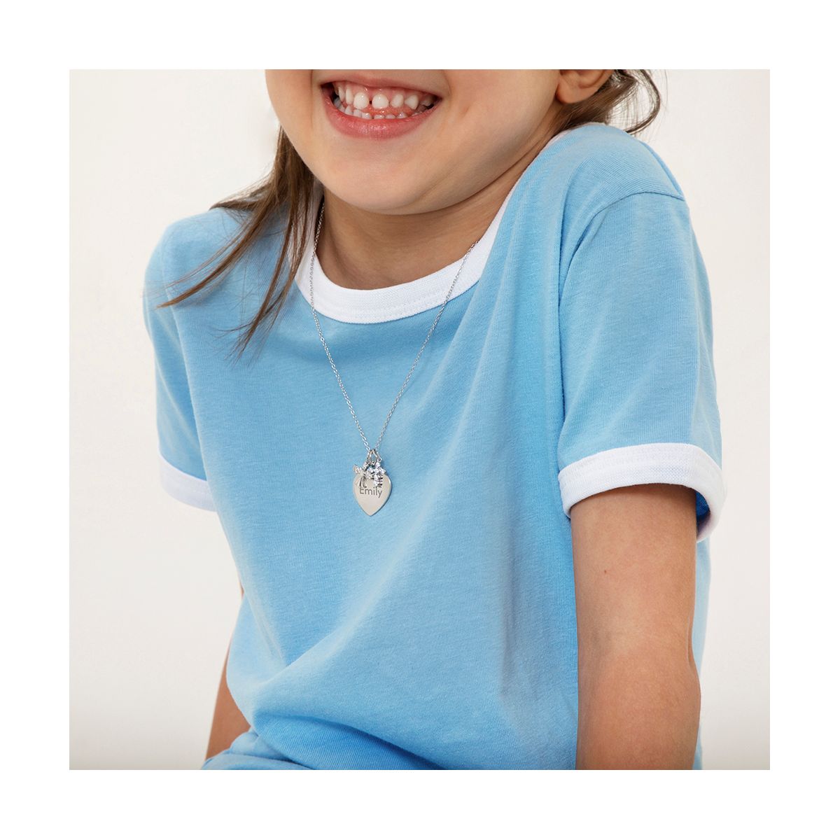 Girls' Guardian Angel & Cross Sterling Silver Necklace - In Season Jewelry - thumbnail 2
