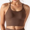 Anna-Kaci Active Women's Scoop Neck Cropped Rib Knit Seamless Criss Cross Back Sports Bra - 2 of 4