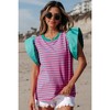 Amaryllis Women's Striped Ruffle Sleeve Top Playful Casual Statement Tee Relaxed Fit - 4 of 4