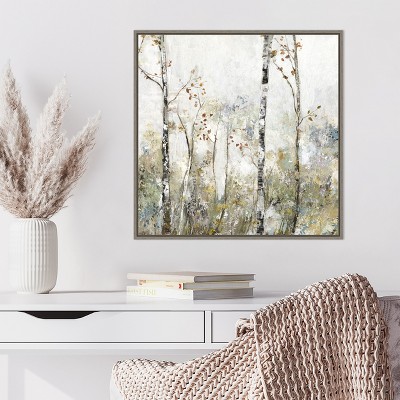 Soft Birch Forest II Earth Tones Canvas Wall Art 22x22