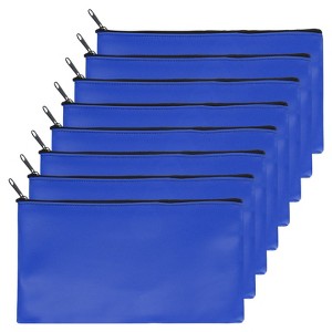 Unique Bargains PU Leather Zippered Water Resistant Bank Deposit Bag Security Money Pouch 11"x 6" 8 Pcs - 1 of 4