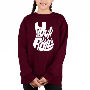 LA Pop Art Rock And Roll Guitar - Girl's Word Art Crewneck Sweatshirt - 1 of 4