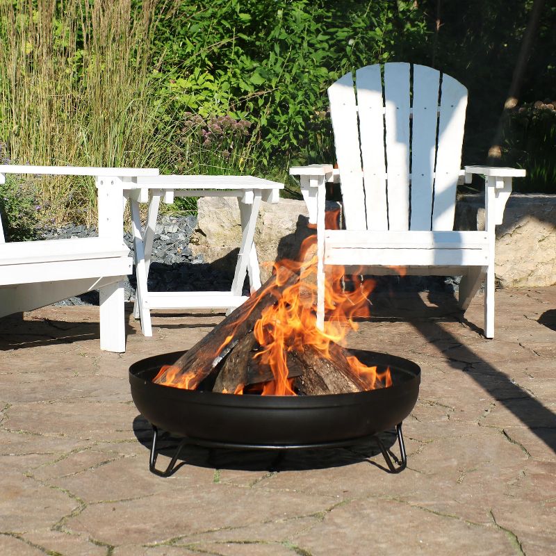 Sunnydaze Outdoor Camping or Backyard Steel with Heat-Resistant Finish Fire Pit Bowl on Stand - 23" - Black, 2 of 8