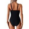 One Piece Swimsuits for Women V Neck Tummy Control Straps Swimsuits Ruched  Bathing Suits Adjustable Strap Removable Padding Swimsuits - 2 of 4