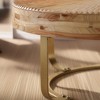 Lovmor 33.86"Modern Retro Splicing Round Coffee Table,Fir Wood Table Top with Gold Cross Legs Base - 4 of 4