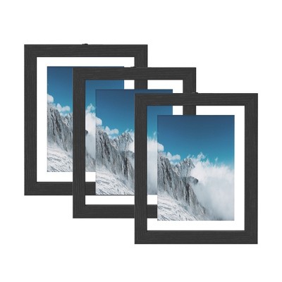 SONGMICS Picture Frames Set of 3 Floating Photo Frames for 4 x 6, 5 x 7, 6 x 8 Inch Pictures for Tabletop Display or Wall Hanging Black