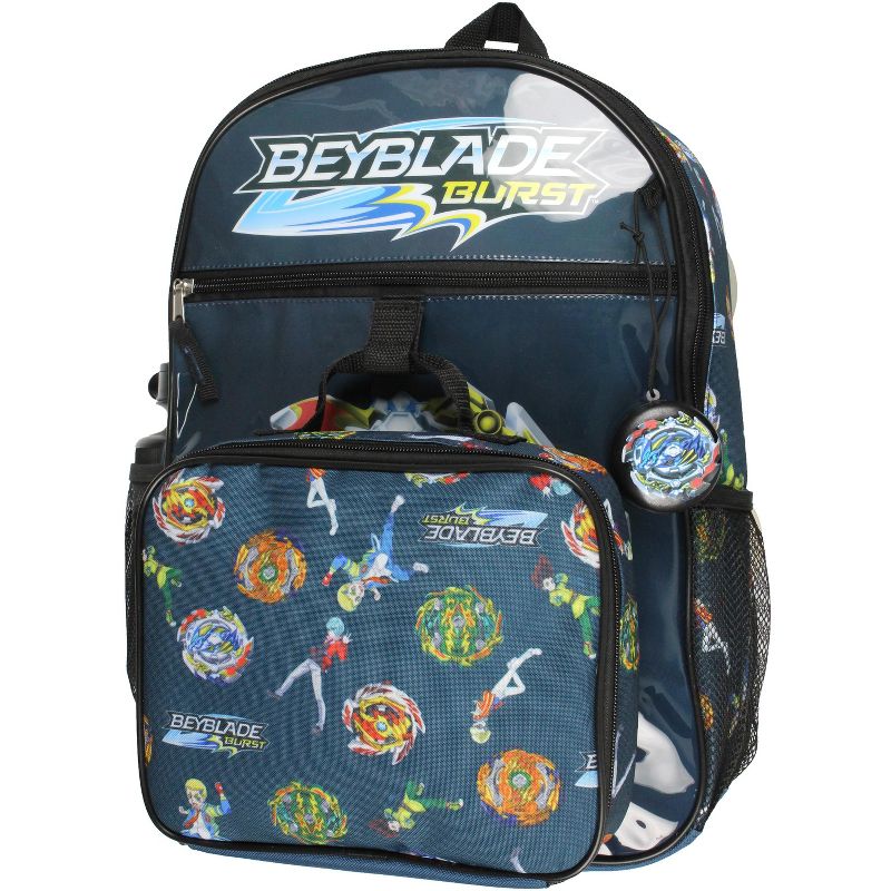 Beyblade Burst Spinner Tops Backpack Lunch Bag Water Bottle 5 PC Mega Set Blue, 4 of 9