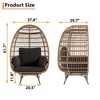 360° Swivel Egg Chair, Oversized Patio Rotating Basket Chair with Thick Cushion and Steel Frame Stand - 2 of 4