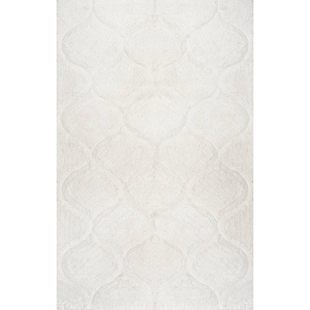 8'6inx11'6in Shaggy Elsie Area Rug White - nuLOOM
