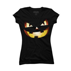 Junior's Design By Humans Halloween Pumpkin Evil Smiley Face By artdim T-Shirt - 1 of 3