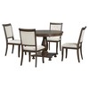 Whisen 5-Piece Retro Dining Set, Round Table with Pedestal Table Base and 4 Upholstered Chairs - 4 of 4